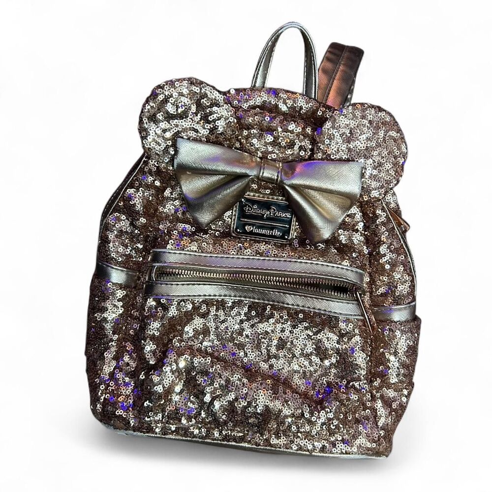 Disney Parks Loungefly Rose Gold Sequin Backpack